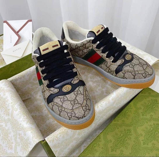 Кожаные кроссовки Gucci GG Screener - Grey