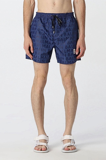 Мужские синие шорты Balmain Paris   