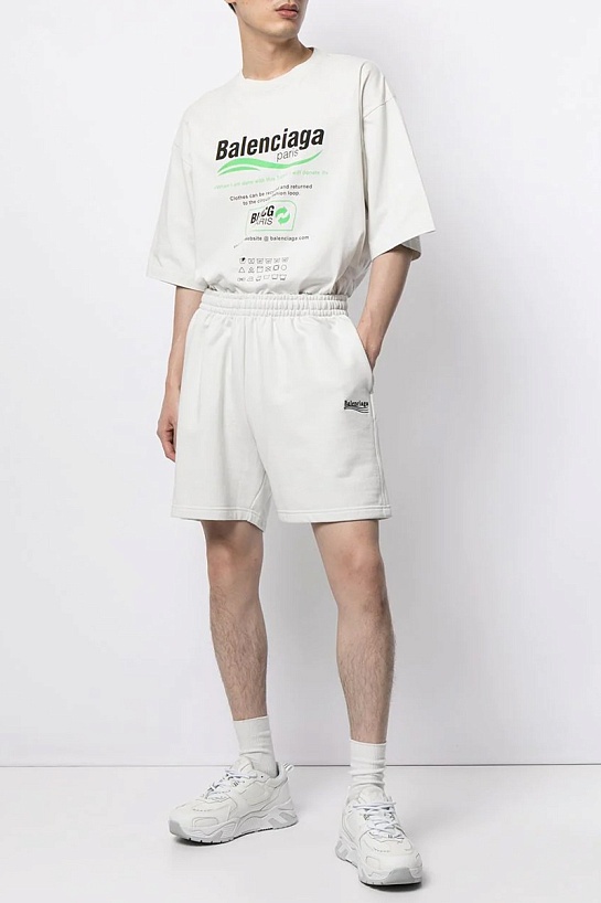 Белые мужские шорты Balenciaga Political Campaign logo