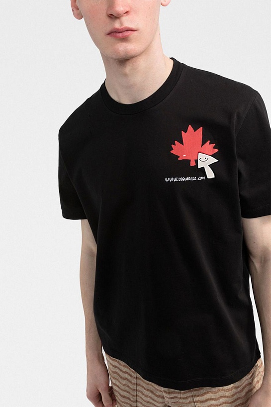 Чёрная мужская футболка Dsquared2 maple leaf-print