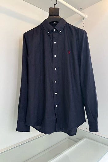 Льняная рубашка Polo Ralph Lauren pony-embroidered - Navy   