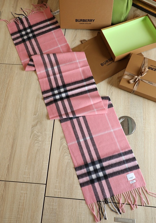Шарф Burberry Check premium 168x30 см - Pink