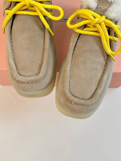 Женские замшевые лоферы с мехом MIU MIU premium   