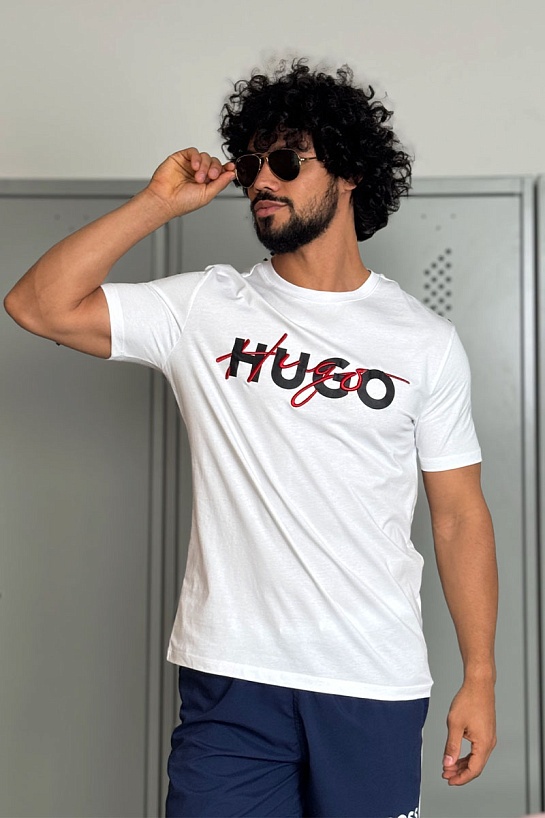 Футболка белого цвета Hugo Boss Dakaishi double logo