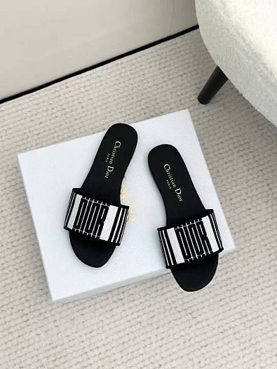 Женские чёрные шлёпанцы Dior Premium   