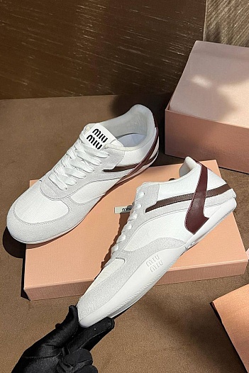 Замшевые женские кроссовки MIU MIU   
