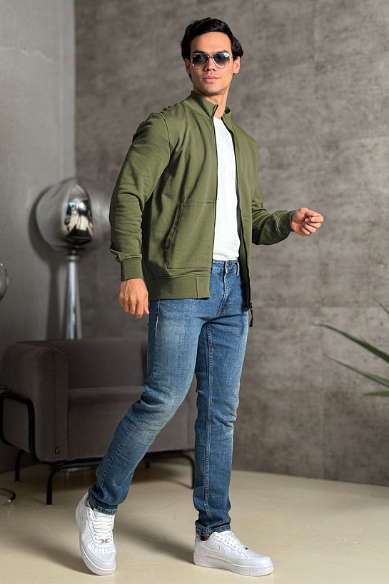 Кофта зелёного цвета Stone Island Zip-Up Compass-patch