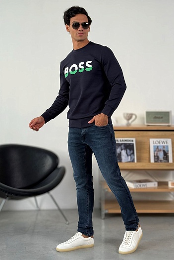 Тёмно-синий свитшот Hugo Boss Salbo 1 Logo-print   