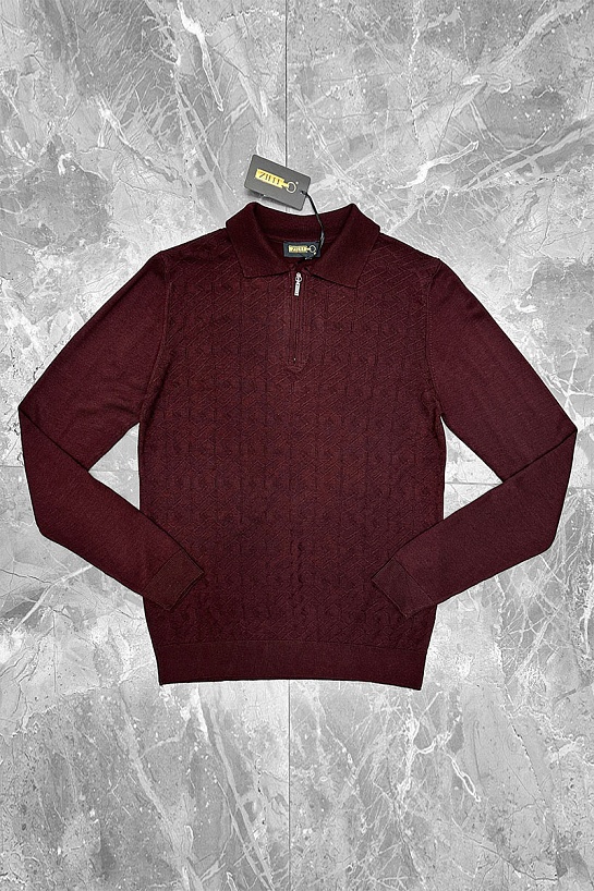 Поло с длинным рукавом Zilli zip-up - Burgundy