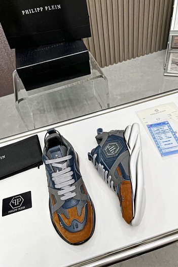 Мужские кроссовки Philipp Plein Hurricane - Blue / Brown   