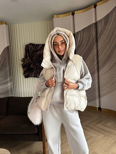 Женский костюм тройка на флисе Max Mara Premium - Beige   