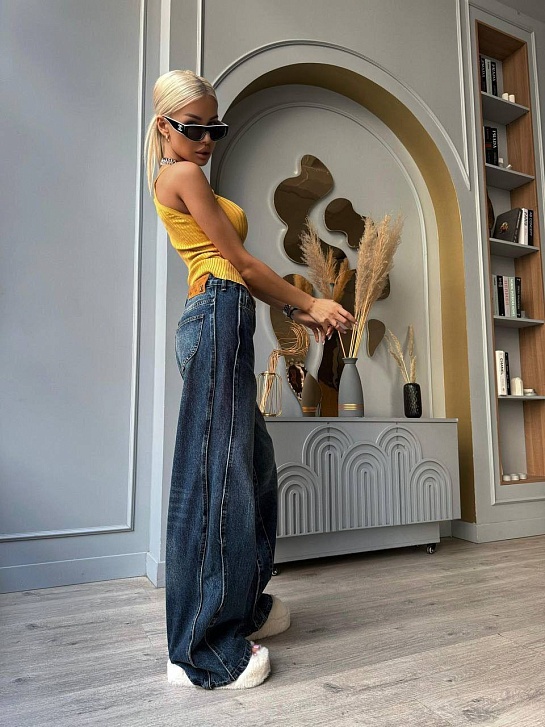 Женские свободные джинсы Louis Vuitton синего цвета