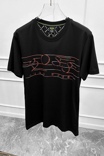 Футболка чёрного цвета Hugo Boss logo-applique   