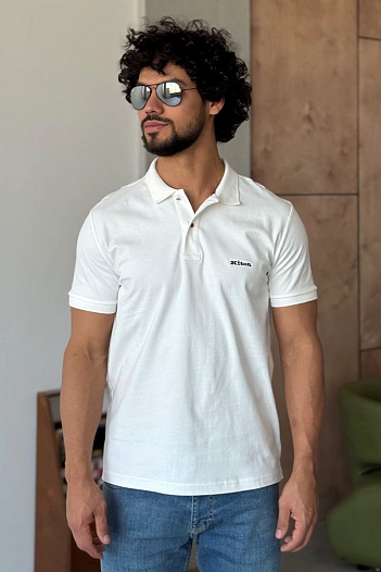 Мужское белое поло Kiton embroidered logo   