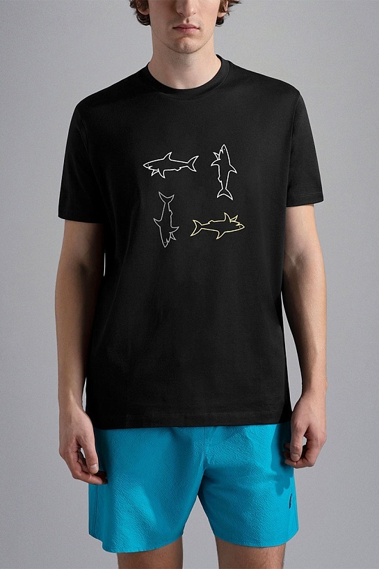 Мужская чёрная футболка Paul & Shark logo-print