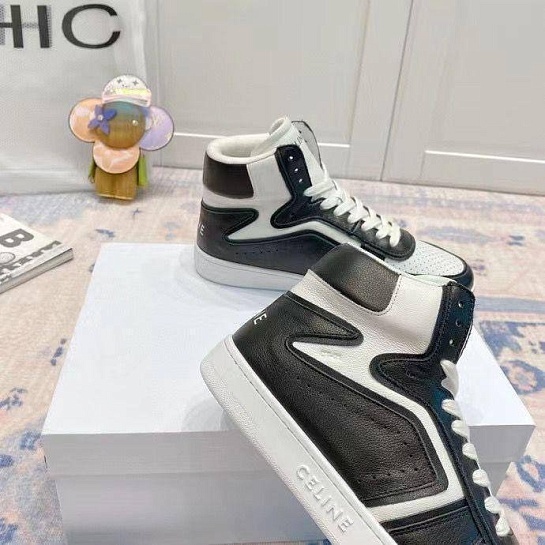 Женские кожаные кроссовки Celine - White / Black