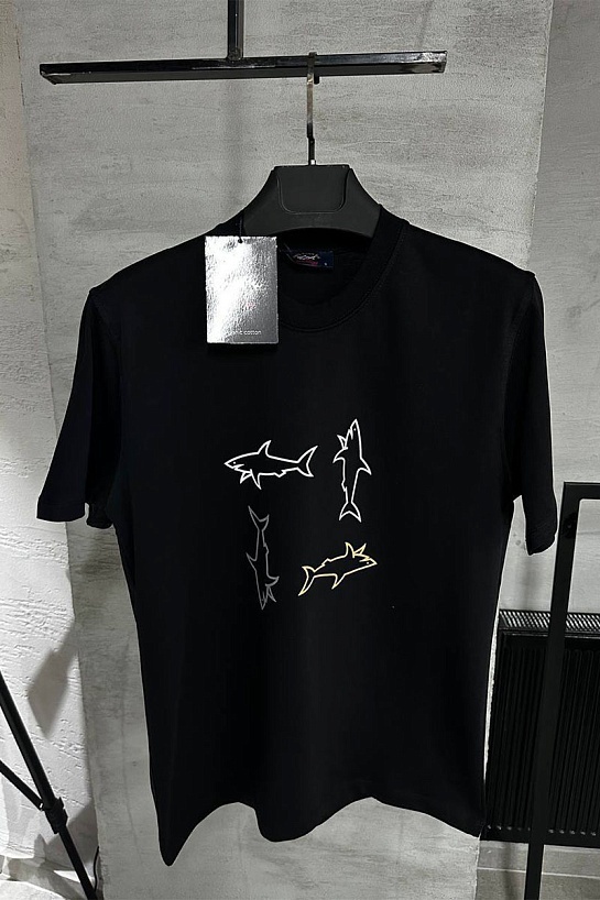 Мужская чёрная футболка Paul & Shark logo-print