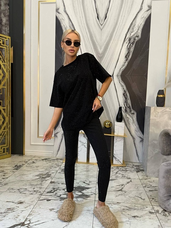 Женский костюм со стразами Balenciaga Premium - Black
