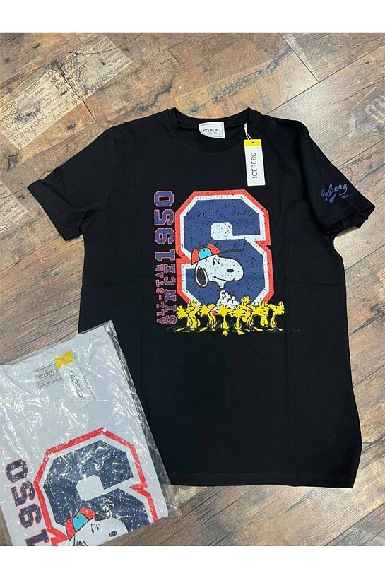 Мужская чёрная футболка Iceberg Snoopy