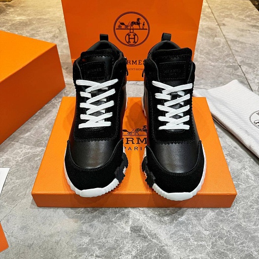 Кроссовки с мехом Hermes Bouncing high-top - Black / White   