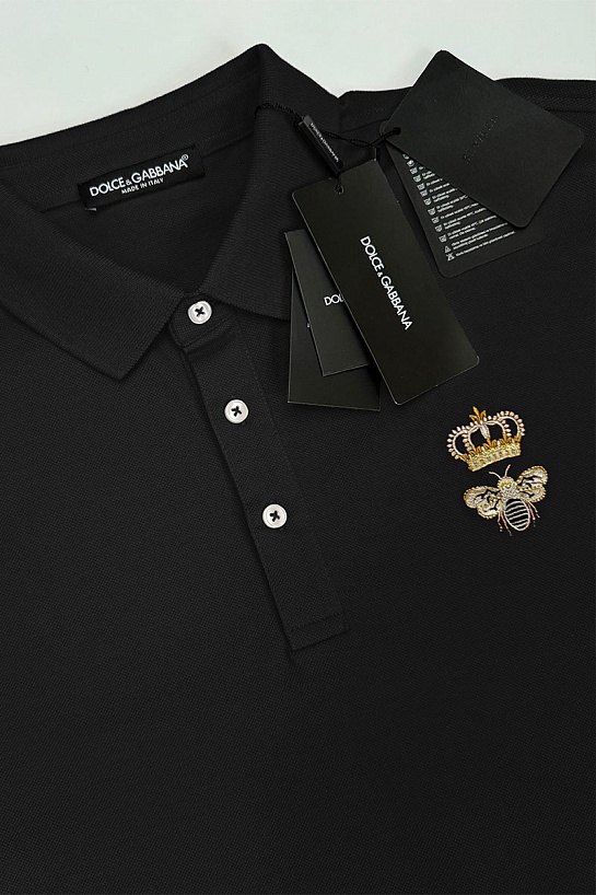 Классическое поло Dolce&Gabbana Bee & Crown - Black