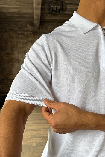 Мужское поло Stefano Ricci Eagle zip-neck - White   