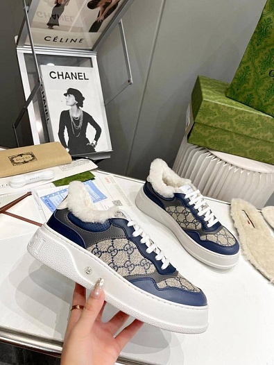 Мужские кроссовки с мехом Gucci Chunky   