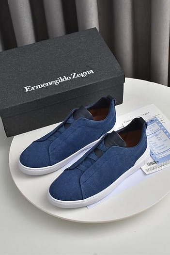 Синие кроссовки Ermenegildo Zegna Triple Stitch Canvas   