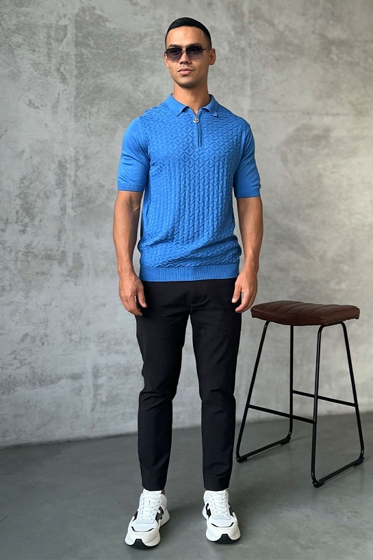 Мужское поло Stefano Ricci голубого цвета