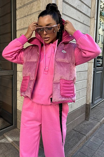 Женский розовый костюм тройка Moncler   