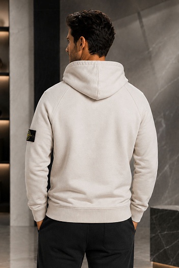 Бежевая кофта на молнии Stone Island compass-patch   