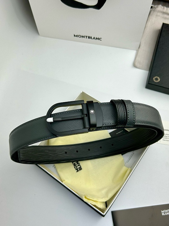 Двусторонний кожаный ремень Montblanc Premium (ширина 3.5 см)