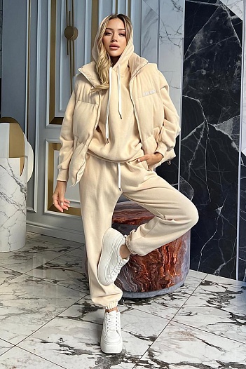 Женский бежевый костюм тройка MIU MIU   