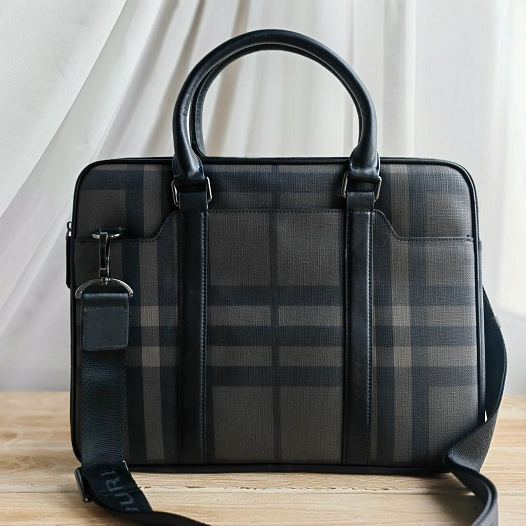 Мужская кожаная сумка Burberry 38.5x29 см -  Brown   