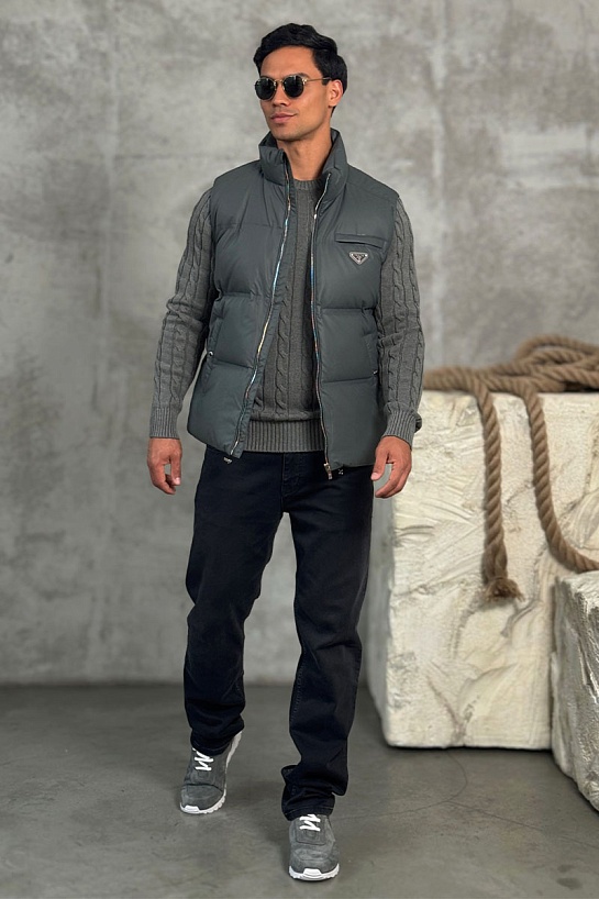 Мужской жилет Prada logo-plaque - Grey