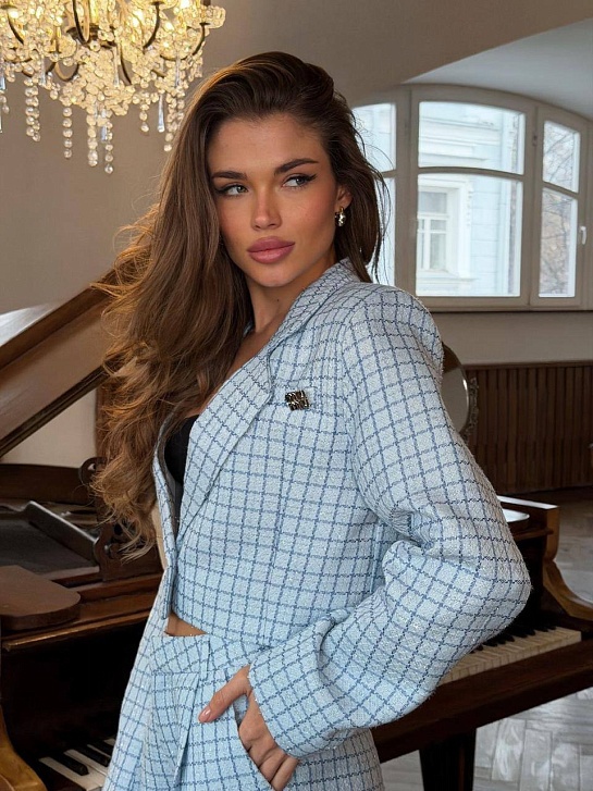 Женский костюм в клетку MIU MIU premium - Blue