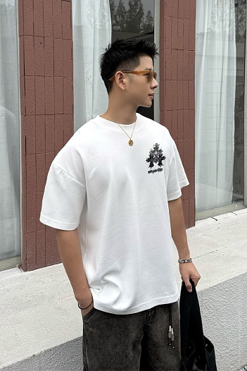 Белая оверсайз футболка Chrome Hearts Premium   