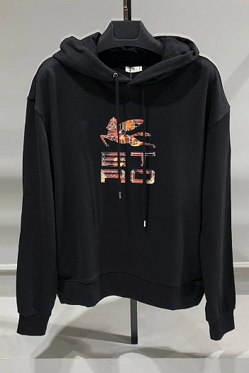 Чёрное оверсайз худи Etro Pegaso logo-print   