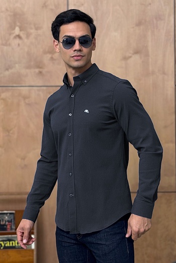 Мужская тёмно-синяя рубашка Etro Pegasus logo   