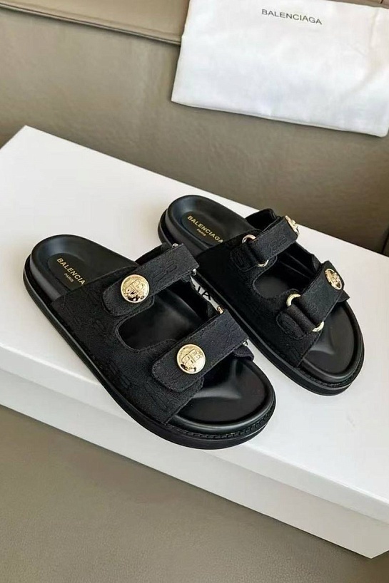 Женские шлёпанцы Balenciaga Jacquard Premium - Black
