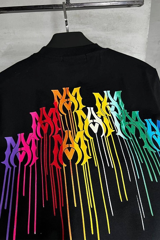 Футболка чёрного цвета Amiri Paint Drip logo-print