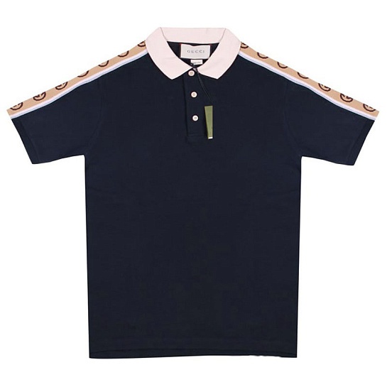 Тёмно-синее поло Gucci Interlocking G stripe