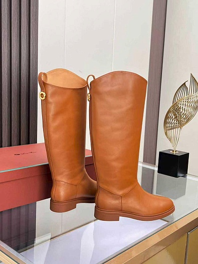 Женские кожаные сапоги Loro Piana premium - Chestnut   