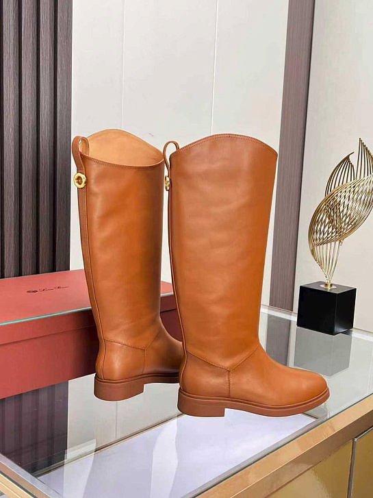 Женские кожаные сапоги Loro Piana premium - Chestnut