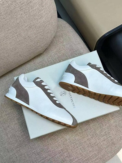 Женские комбинированные кроссовки Brunello Cucinelli low-top premium   