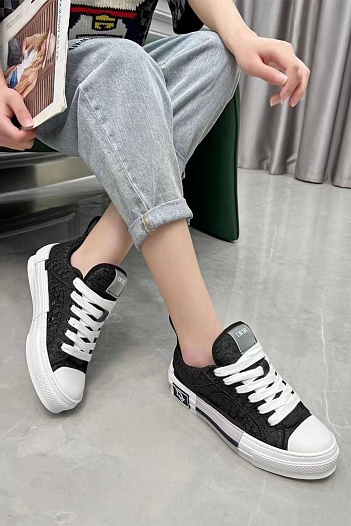 Женские кроссовки Dior Oblique B23 low-top - Black   
