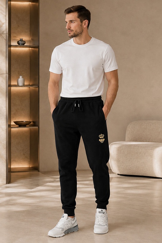 Чёрный спортивный костюм Dolce & Gabbana bee crown embroidered
