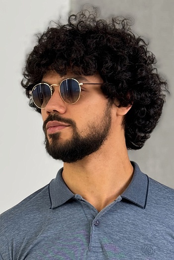 Солнцезащитные очки Ray-Ban Round Metal - Blue / Gold   