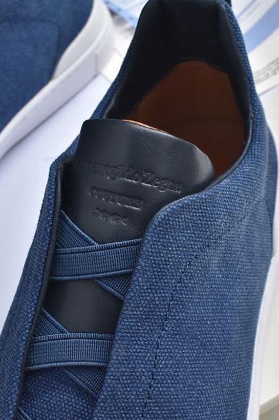 Синие кроссовки Ermenegildo Zegna Triple Stitch Canvas