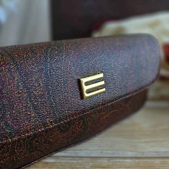 Кожаная сумка Etro с узором пейсли 20x9 см